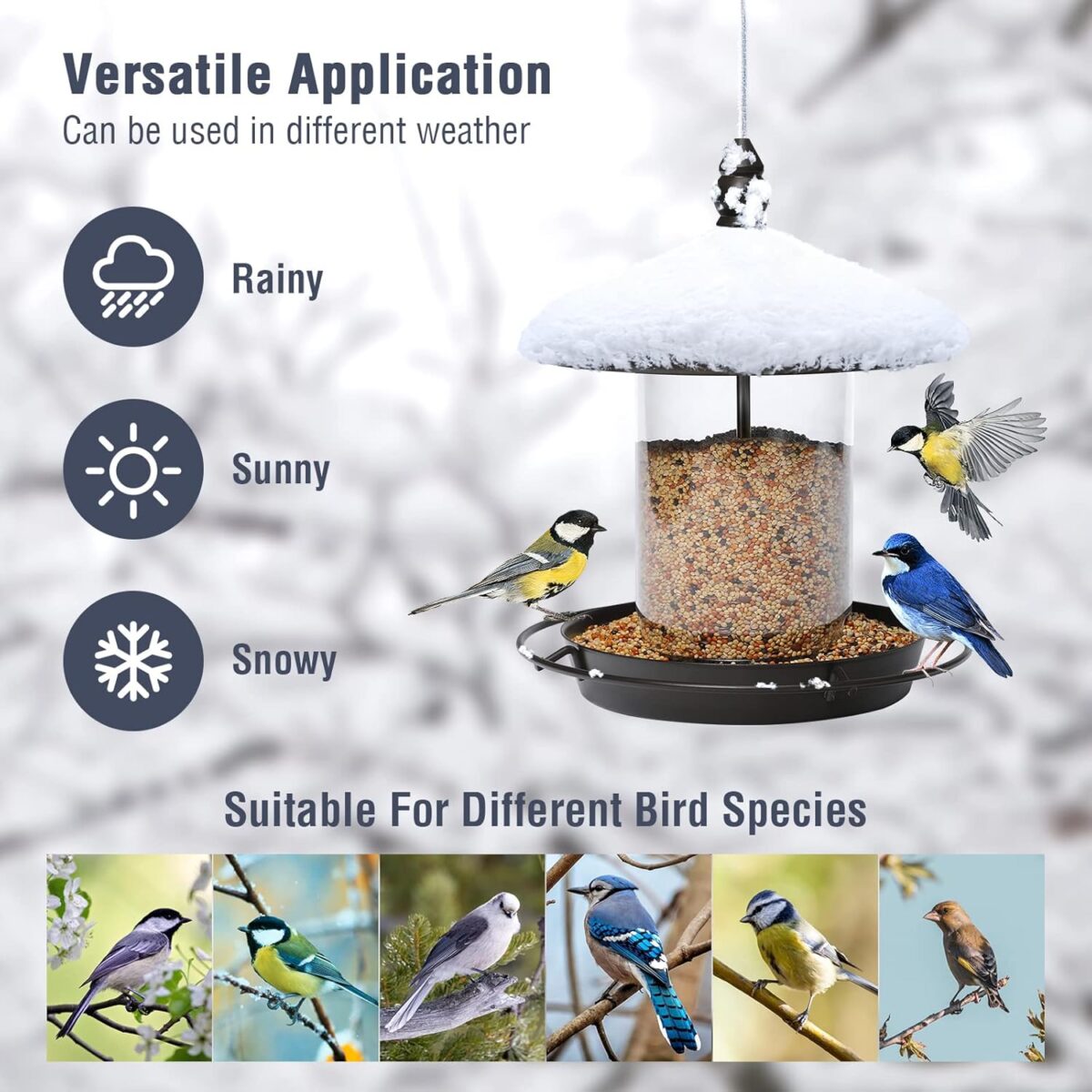 Metal Roof Bird Feeder - Chew Proof for Outdoor Hanging Wild Bird Seeds. Bronze - Image 5