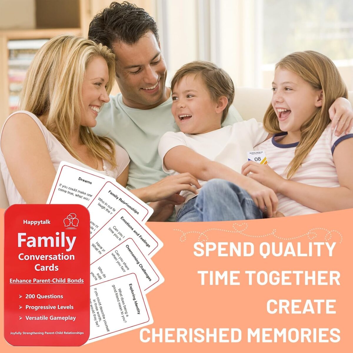 Conversation Cards for Kids - 200 Engaging Questions for Family Game Night, Road Trips & Therapy Games, Perfect for Quality Family Time & Fun Conversations - Image 4