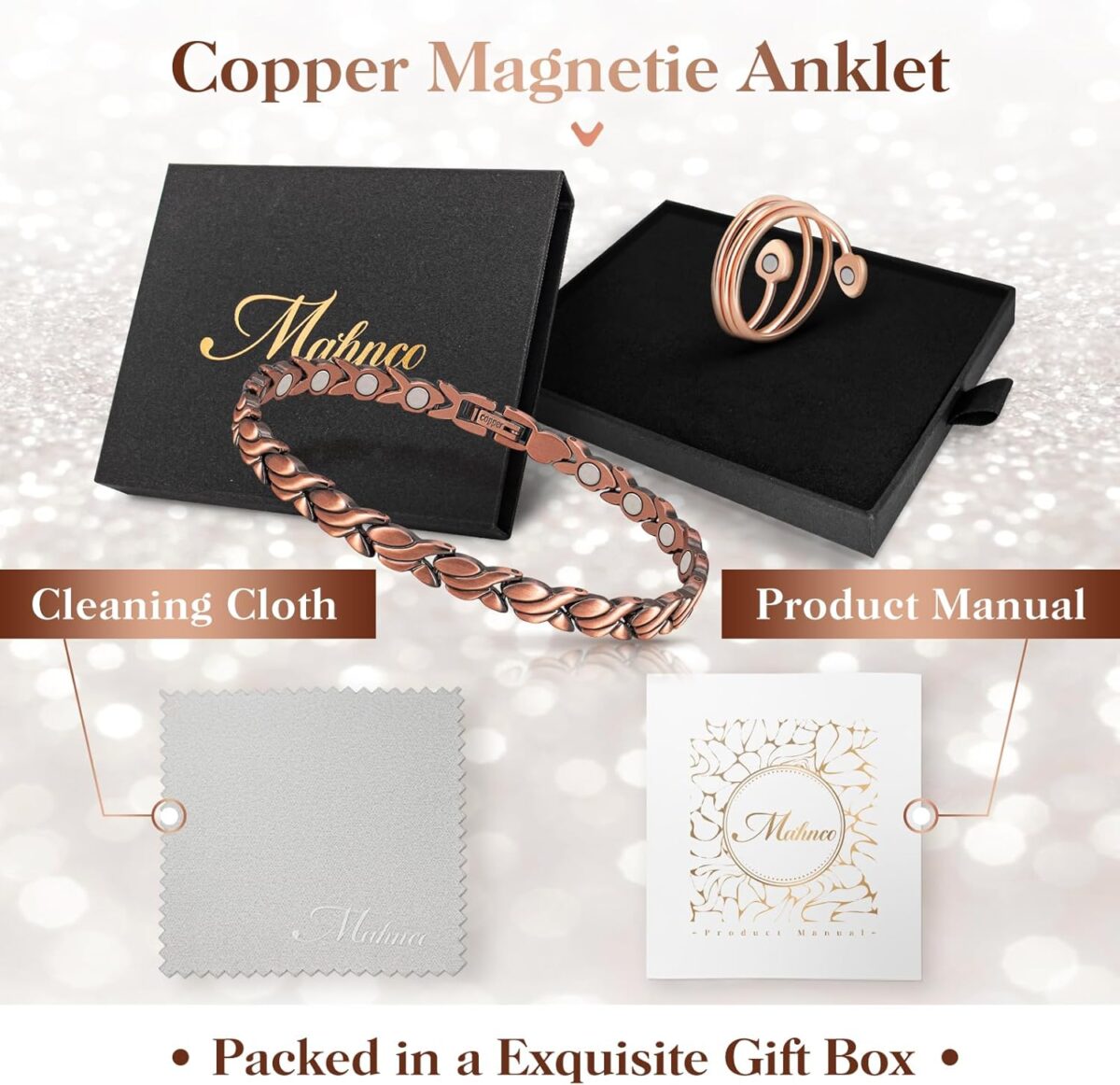Copper Anklet for Women Magnetic Copper Ankle & Lymphatic Drainage Ring with 3500 Gauss Magnets 100% Solid Pure Copper Jewelry Gift with Adjustment Tool (Fishtail） - Image 7
