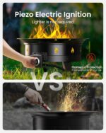 Ciays Large Propane Fire Pit 19 Inch, Gas Fire Pit with Grill Grate, Folding Legs, Hose Hooks, Propane Tank Holder, Cover & Carry Strap, CSA Certified Portable Outdoor Fire Pit for Camping, 58,000 BTU - Image 4