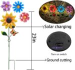 4 Pack Outdoor Solar Lights,Outdoor Waterproof Metal Art Stick Flowers,Garden Decor for Women Mom Grandma Halloween Hanging Metal Stakes Lights for Garden,Lawn,Patio - Image 3