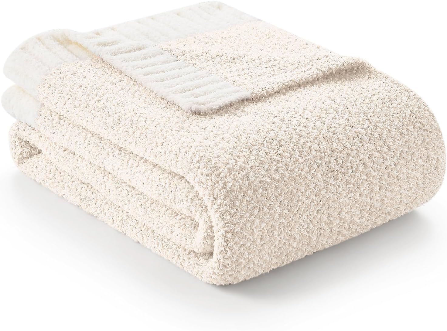 71WXPkjG3uL._AC_SL1500_.jpg Snuggle Sac Buttery Ivory Throw Blanket for Couch, Reversible Super Soft Knitted Blankets, Warm Cozy Knit Fuzzy Plush Lightweight Throws Dupes for Sofa, Bed, Picnic, Ivory, 50 x 60 inches - Image 1