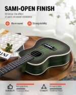 Donner Concert Ukulele Professional 23 Inch Mahogany Ukelele for Adult Beginner Ukele Bundle with Online Lesson Gig Bag Aquila String Pick Tuner Strap Cloth DUC-200G Green - Image 4
