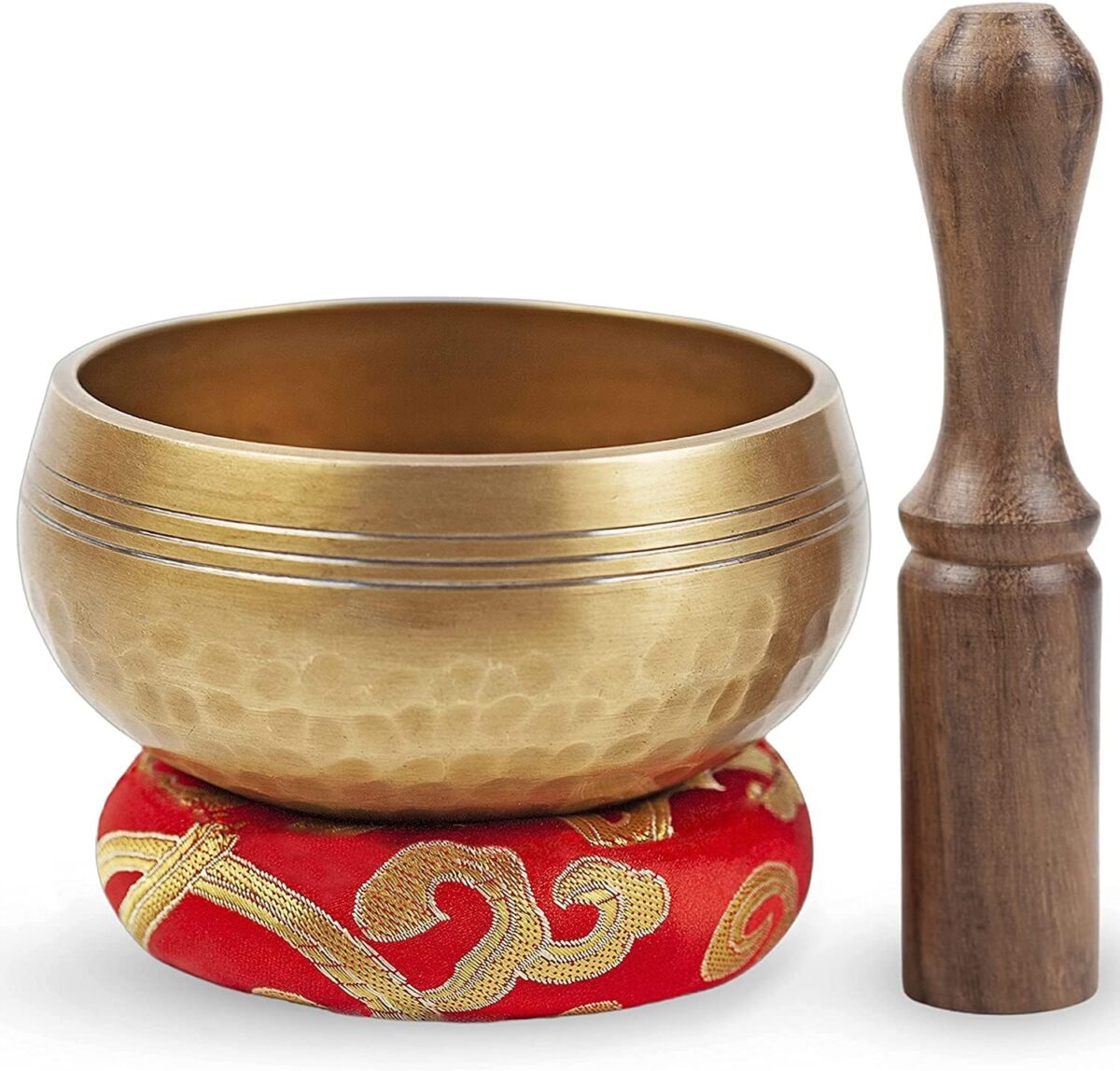 Tibetan Singing Bowl Set - Easy To Play for Beginners - Authentic Handcrafted Mindfulness Meditation Holistic Sound 7 Chakra Healing Gift by Himalayan Bazaar (3 Inch, Gold) - Image 3