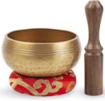 Tibetan Singing Bowl Set - Easy To Play for Beginners - Authentic Handcrafted Mindfulness Meditation Holistic Sound 7 Chakra Healing Gift by Himalayan Bazaar (3 Inch, Gold) - Image 3