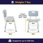 Drive Medical RTL12202KDR Shower Chair with Back, Adjustable Stool with Suction Feet, Shower Seat for Inside Shower or Tub, Bathroom Bench Bath Chair for Elderly and Disabled, 300 LB Weight Cap, Grey - Image 4