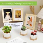 OAMCEG 6 Pack 4 Inch Succulent Pots - Small Succulent Planters, Set of 6 White Ceramic Succulent Cactus Plant Pots with Bamboo Tray(Plants NOT Included) - Image 5