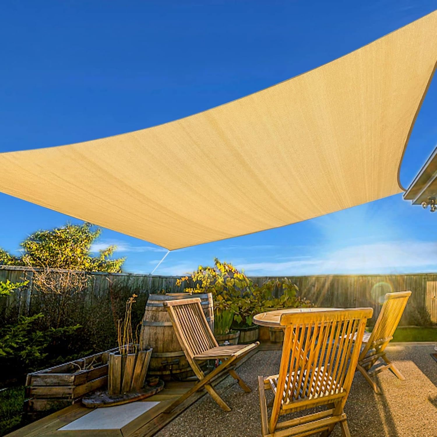 71WjprA3QHL._AC_SL1500_.jpg Artpuch Sun Shade Sail, 10'x13' Sand Rectangle, Curved Edged Commercial Grade 185GSM Permeable Outdoor Shade Cloth for Deck, Backyard, Patio (Custom Sizes Made) - Image 1