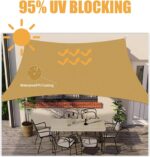 HOMPER 6.5' x 10' Sun Shade Sail Waterproof Sun Shade Sails Canopy Effectively 95% UV Block, Oxford Fabric, for Patio, Balconies, Lawn Garden, Party, Outdoor Activities - Image 3
