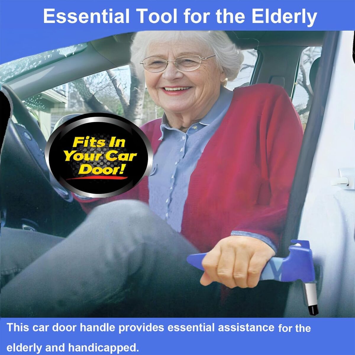 Car Door Handle for Elderly, 2 Pack Car Handles Assist Elderly, Car Door Support Handle for Seniors and Handicapped, Blue - Image 2
