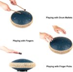Steel Tongue Drum - 13 Inches 15 Notes Tongue Drum - Hand Pan Drum with Music Book, Handpan Drum Mallets and Carry Bag, D Major (Navy Blue) - Image 4