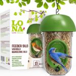 LONA Bird Feeders for Outdoors, Tube Birds Feeder Weatherproof with Multiple Hanging Methods, Wild Feeding Silo for Outside, 1 Port