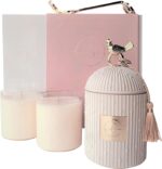 Scented Candles for Home Luxury Candle Gift Set - Candle Holder + 2 x 8.5oz Soy Candle Refills + Wick Trimmer - 115 Hour Burn - Birthday Gifts for Women - Centerpiece Decorations - 4 pcs