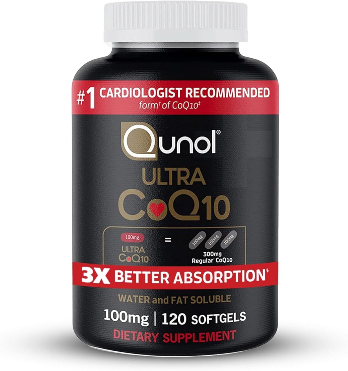 Qunol CoQ10 100mg Softgels, Ultra CoQ10 100mg, 3x Better Absorption, Antioxidant for Heart Health & Energy Production, Coenzyme Q10 Vitamins and Supplements, 4 Month Supply, 120 Count - Image 1