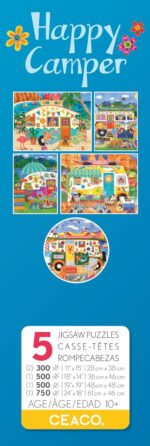 Ceaco - 5 in 1 Multipack - Happy Camper - (2) 300 Piece, (2) 500 Piece, (1) 750 Piece Jigsaw Puzzles - Image 11