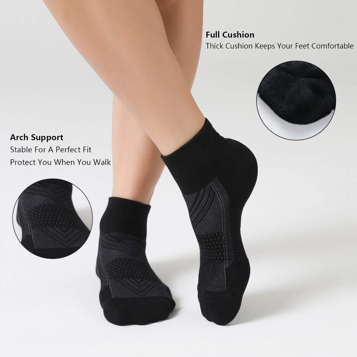 CelerSport 6 Pack Men's Ankle Socks with Cushion, Sport Athletic Running Socks - Image 5