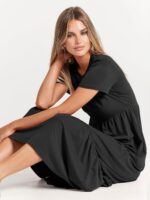 ANRABESS Women Summer Casual Short Sleeve Crewneck Aline Swing Flowy Tiered Shirt Maxi Beach Long Dress 2025 Trendy Outfits - Image 9
