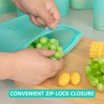 Reusable Food Bags, 12 Pack 100% Silicone Food Storage Bags Stand Up Zip Lock Container, Freezer Microwave Oven Dishwasher Safe, 4 Large 4 Medium 4 Small, Aqua - Image 3