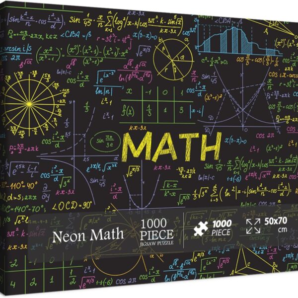 Math Formulas Puzzles 1000 Pieces for Adults, Impossible Difficult Jigsaw Puzzles Neon Art Puzzle, Funny Family Puzzle Collage Challenging Puzzles