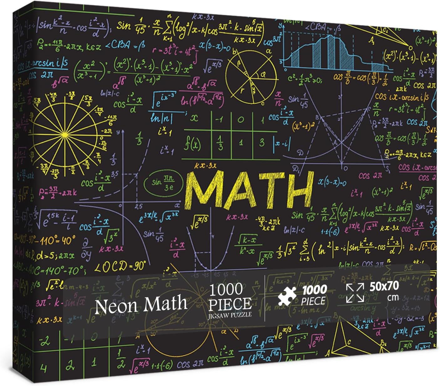71XUM5fBn6L._AC_SL1500_.jpg Math Formulas Puzzles 1000 Pieces for Adults, Impossible Difficult Jigsaw Puzzles Neon Art Puzzle, Funny Family Puzzle Collage Challenging Puzzles - Image 1