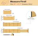 Utoplike Bamboo Drawer Dividers with Inserts, 4 pcs Adjustable Kitchen Drawer Organizers, Expandable Wooden Drawer Organization for Socks, Bedroom, Kitchen, Office, Spring Loaded - Image 4