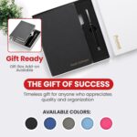 Promot Ruled Journal Notebook - Custom Embossed Text with Gold Metallic Foil - A5 Black 192 Lined Pages 8.2 x 5.5 Inch, 100 GSM, Pen Loop, Inner Pocket, Elastic Band, PU Leather Hardcover - Image 7