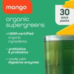 Zena Nutrition Organic Supergreens On-The-Go Powder, 70+ Superfoods, 0 Sugar, 3G Fiber, Spirulina, Chlorella, Antioxidants, Prebiotics/Probiotics, Digestive Enzymes, Mango, 30 Drink Mix Packets - Image 2