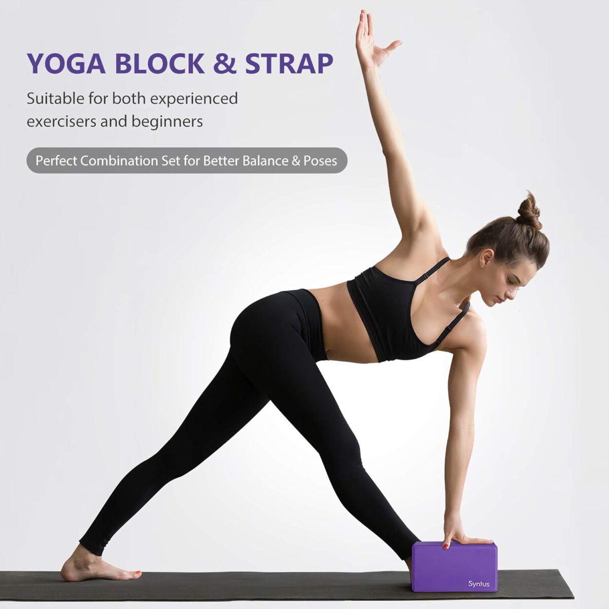 Syntus Yoga Block and Yoga Strap Set, 2 Soft Non-Slip Yoga Blocks 9×6×4 inches, 8FT Metal D-Ring Strap for Yoga, General Fitness, Pilates, Stretching and Toning - Image 6
