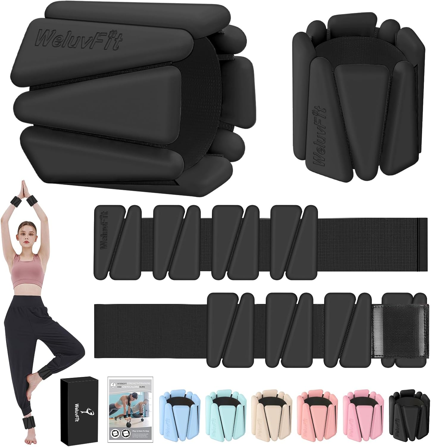 71Y5apvfRoL._AC_SL1500_.jpg Adjustable Wearable Pilates Wrist & Ankle Weights For Women & Men | Arm & Leg Weights Silicone Wrist Bangles For Home Gym Workout, Travel, Yoga, Barre, Strength Training-Set Of 2 - Image 1