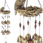 Bird Nest Wind Chime, Bird Bells Chimes with 12 Wind Bells for Glory Mother’s Love Gift, Garden Backyard Church Hanging Decor, Bronze