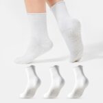 COOLMATE 3 Pairs Ruffle Pilates Socks with Grips for Women, Cute Non - Slip Crew Socks for Yoga, Barre, Lagree, Pregnant (US, Numeric, 6, 10, Regular, Regular, 3, Off-White) - Image 7