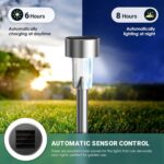 GIGALUMI Solar Lights Outdoor Waterproof, 12 Pack, Stainless Steel LED Solar Garden Lights for Patio, Lawn, Yard and Landscape, Cold White - Image 5