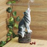 Hosley Resin Wolf Decor Statue and Incense Cone Burner Majestic Smoking Wolf Holder for Aromatic Ambiance and Unique Home Décor 12" Inch - Image 9
