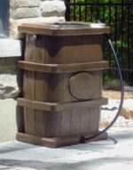 FCMP Outdoor Slim Line Design 45-Gallon Wood Grain Outdoor Home Rain Water Catcher Barrel Flat Back Container with Spigots and Mesh Screen, Brown - Image 5
