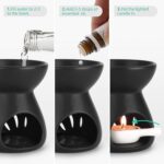 ComSaf Essential Oil Burner Wax Melt Burners Set of 2, Aromatherapy Aroma Burner Ceramic Oil Diffuser Candle Tealight Holder Home Bedroom Decor Christmas Housewarming Gift, Black - Image 6