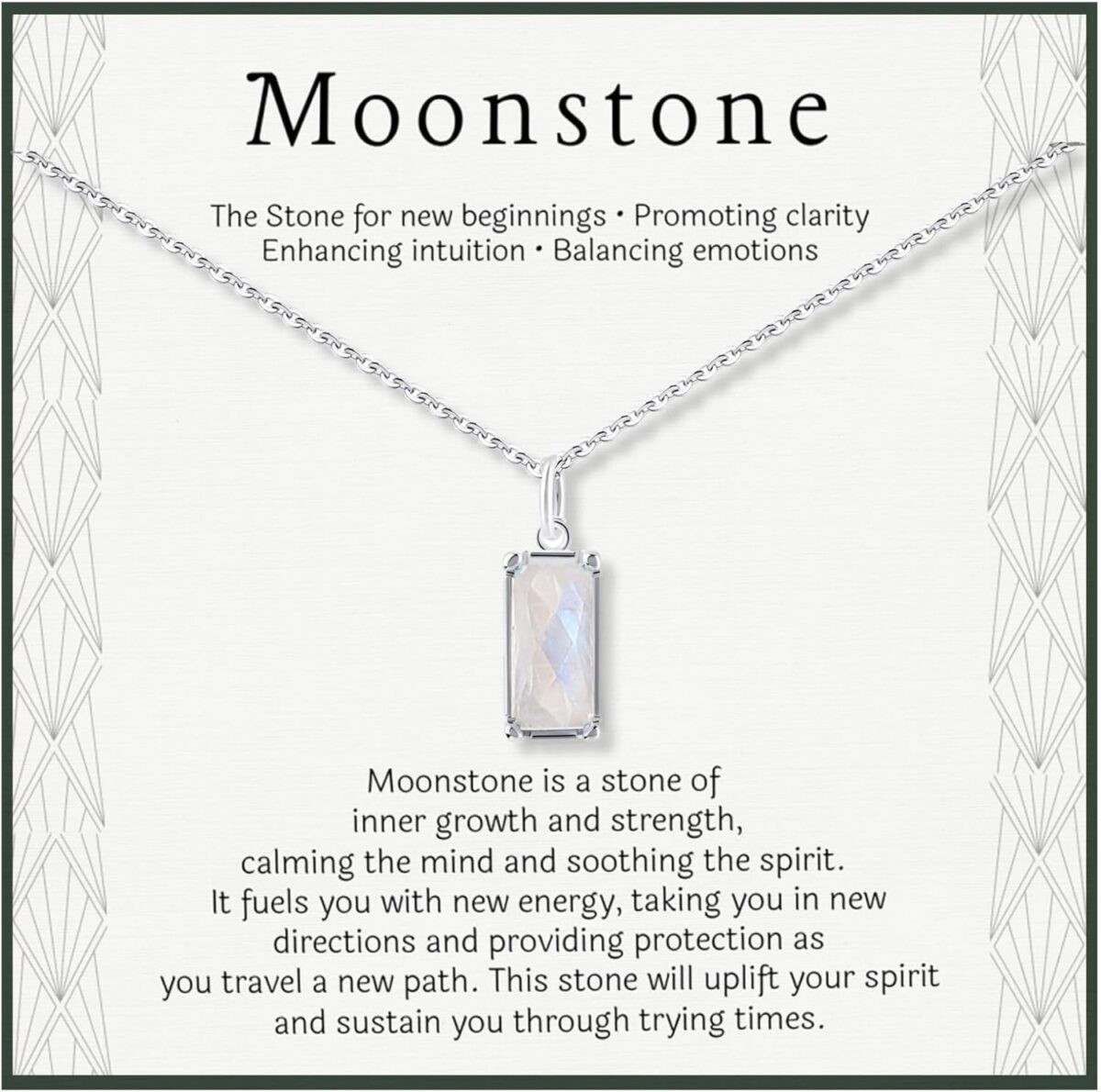 HOPE LOVE SHINE New Beginnings Rainbow Moonstone Sterling Silver Necklace for Women - Image 1