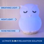 Mindfulness 'Breathing Owl' | 4-7-8 Guided Visual Meditation Breathing Light | 3 in 1 Device with Night Light & Noise Machine for ADHD Anxiety Stress Relief Sleep - Gift for Kids Adult Women Men - Image 2