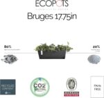 Ecopots Bruges Durable Modern Rectangular Indoor/Outdoor Recycled-Based Composite Flower Pot Planter, Dark Grey, 17.75" - Image 3