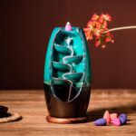 INONE Ceramic Incense Burner with 100 Upgraded Cones, Waterfall Backflow Incense Holder, Aromatherapy Ornament, Zen Decor, Home Decor, Room Decor (Cyan) - Image 4