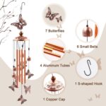 Wind Chimes Outdoor Clearance, Butterflies Aluminum Tube Windchime with S Hook,Patio Garden Decor, Housewarming Gift. - Image 2