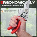 Pruning Shears for Gardening - DECERK 8.5" Professional Bypass Garden Scissors & Clippers, Heavy Duty Hand Held Pruners for Branch & Tree Trimming, Gardening Gifts for Women Men, 2025 Gardener Tools - Image 3
