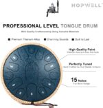 Steel Tongue Drum - 13 Inches 15 Notes Tongue Drum - Hand Pan Drum with Music Book, Handpan Drum Mallets and Carry Bag, D Major (Navy Blue) - Image 3