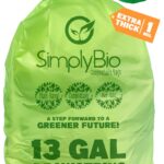13 Gallon Compostable Trash Bags Liners Drawstring, Heavy Duty Extra Thick 1 Mil, 49.21 Liter, 30 Bags, Tall Kitchen Food Scrap Waste Bag, ASTM D6400, US BPI and OK Compost Home Certified