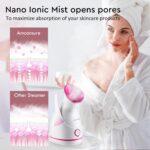 Amconsure Facial Steamer - Nano Ionic Face Steamer Warm Mist Steamer for Home Sauna SPA, Humidifier for Face Steamer for Deep Cleaning Unclogs Pores Sinuses - Bonus 5 Piece Stainless Steel Skin Kit - Image 3
