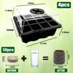 Halatool Seed Starter Kit 4 Pack 48 Cells Black Seed Starter Tray with 50 PCS Peat Pellets for Seedlings Organic Seed Stater Soil Pods for Planting Vegetables Plants Flowers & Starting Seeds - Image 4