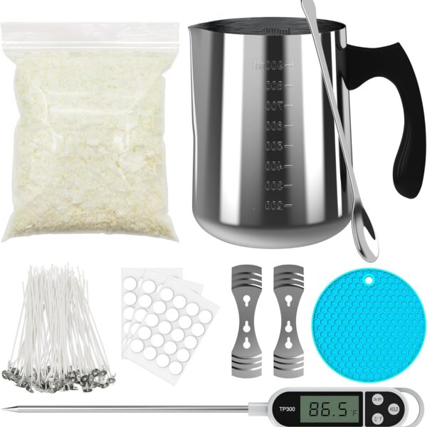 Ohcans Candle Making Kit Supplies for Beginners, Soy Wax DIY Candle Making for Adults, with 900ml Candle Make Pouring Pot, Candle Wicks, Wicks Sticker, Wicks Holder,Soy Candle Wax
