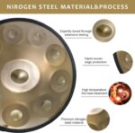 Handpan Drum 22 Inches D Minor Kurd, 432Hz 10 Notes Hand Drum Instrument, Premium Steel Hand Drum, Handpan Instrument Handpan Drum for Adults (Gold) - Image 3
