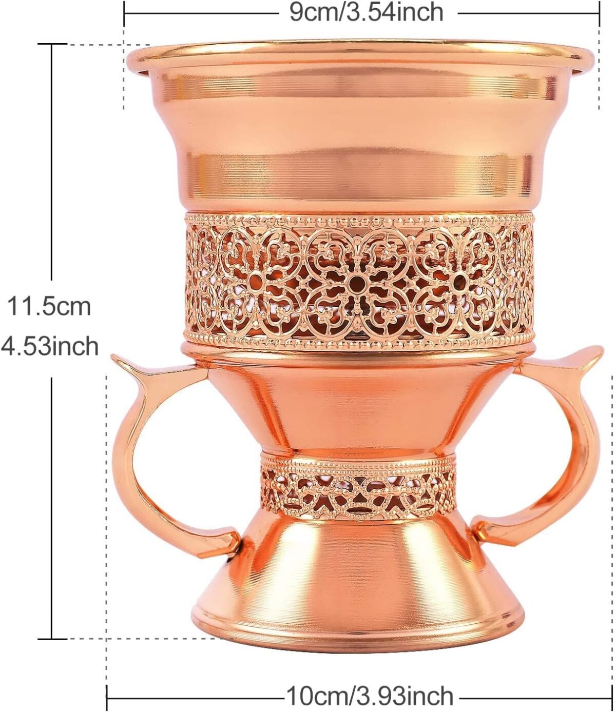 Metal Frankincense Resin Incense Burner, Incense Censer, Portable Bakhoor Burner, Charcoal Bakhoor Burner, Myrrh Burner with Tongs for Yoga, Spa Aromatherapy (Rose Gold) - Image 5