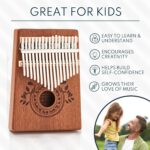 Kalimba 17 Key Thumb Piano, Portable Mahogany Mbira Finger Piano with Instruction, Carrying Bag, Tune Hammer, Holiday Gift for Kids & Adults, Light Brown - Image 6