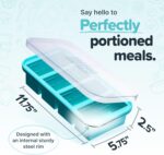 Souper Cubes 1 Cup Silicone Freezer Molds - Soup Cubes Perfect for Freezing Broth, Rice, Leftovers and More - Silicone Freezer Trays with Lids for Meal Prep - Aqua - 2-Pack - Image 2